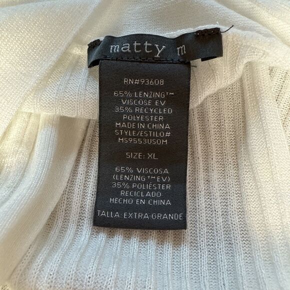 Matty M White Ribbed Cardigan Open Front Lightweight Stretch Women’s XL - Picture 10 of 11